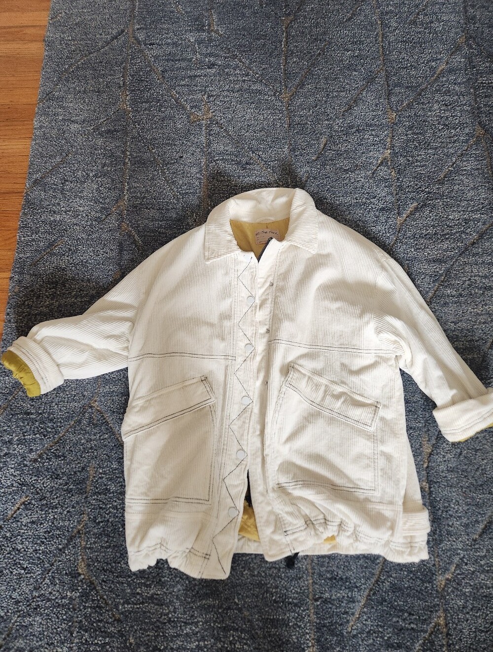we the free lust for life oversized white corduroy jacket medium